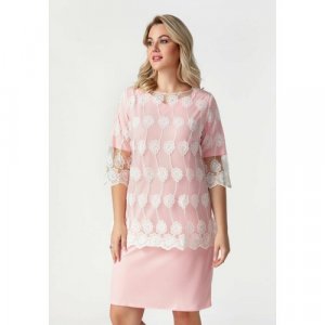 Платье повседневное, полуприлегающее, размер 52, розовый Belezza. Цвет: розовый