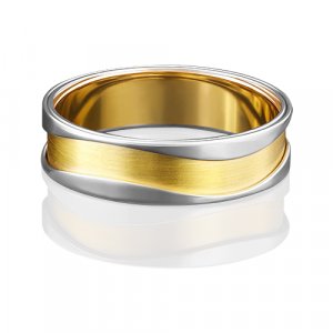 Кольцо обручальное PLATINA, комбинированное, белое золото, 585 проба, размер 16 Platina Jewelry