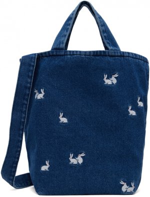 Синяя сумка-тоут с кроликом Carne Bollente