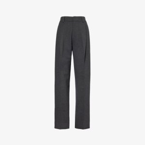 Плиссированные зауженные брюки средней посадки из эластичной ткани , серый Victoria Beckham