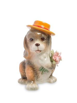 Статуэтка Собака с букетом (Pavone) Pavone. Цвет: серый, белый, коричневый