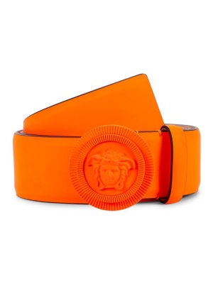 Кожаный ремень с головой Медузы, оранжевый Versace