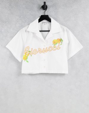 Укороченная футболка с принтом апельсинов и логотипа в стиле ретро -Белый Fiorucci