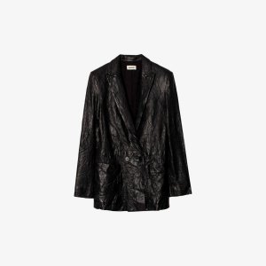 Двубортный кожаный пиджак Visko со складками , цвет noir Zadig&Voltaire