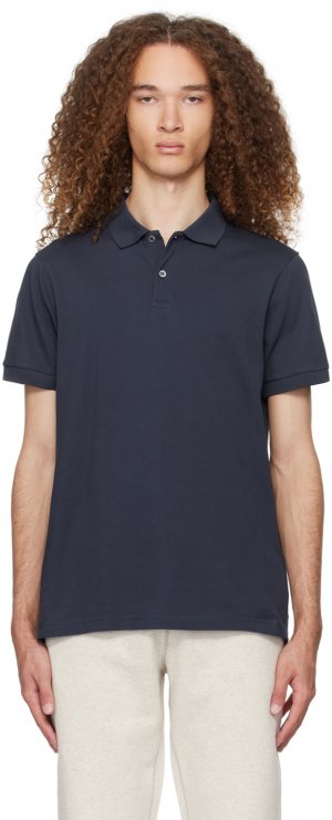 Темно-синяя рубашка-поло на двух пуговицах , цвет Navy Sunspel
