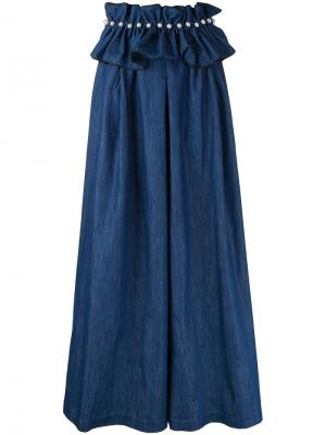 Джинсовые брюки палаццо с поясом Huishan Zhang. Цвет: синий