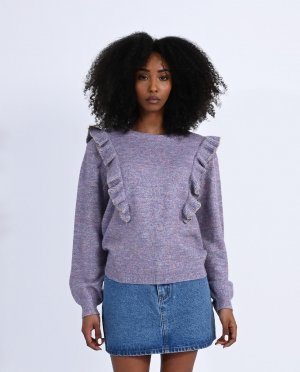 Женский свитер с длинными рукавами и рюшами , сиреневый Molly Bracken. Цвет: фиолетовый