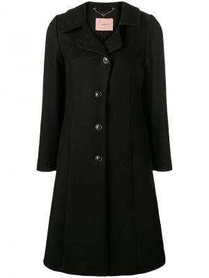 Однобортное пальто Twin-Set. Цвет: черный