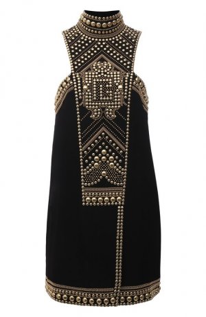 Платье из вискозы Balmain. Цвет: чёрный