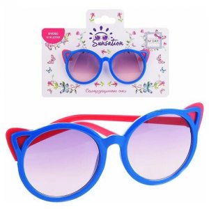 Солнцезащитные очки Кошечка (Синие), Т22454 Lukky Fashion. Цвет: синий