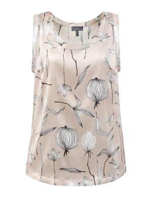 Блуза из струящегося шелка с флористическим принтом RE VERA. Цвет: бежевый