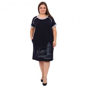 ТГ7А (62) Платье женское черное / туника для женщин большого размера Toontex. Цвет: синий