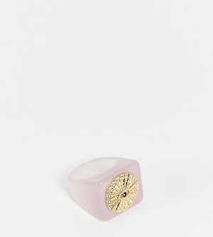 Массивное кольцо из смолы цвета лунного камня с дизайном в виде глаза DesignB Curve-Розовый цвет London Curve