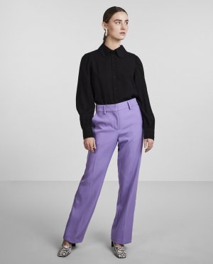 Женские прямые классические брюки Yas, фиолетовый YAS. Цвет: фиолетовый
