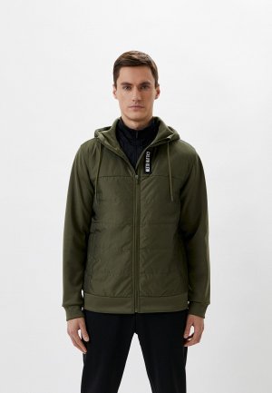 Куртка утепленная Calvin Klein Performance FZ HOODIE. Цвет: хаки