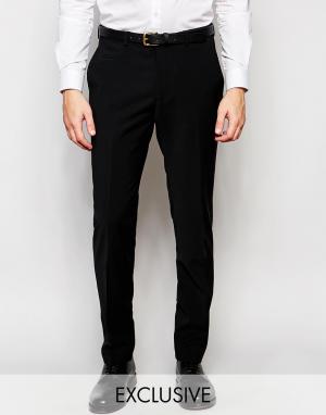 Эксклюзивные полушерстяные зауженные брюки стретч Number Eight Savile Row. Цвет: черный