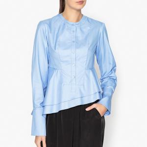 Блузка с асимметричным воланом CARVEN. Цвет: небесно-голубой