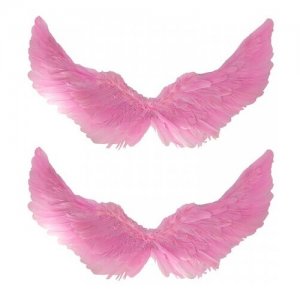 Крылья ангела розовые перьевые карнавальные большие 60х35см, на Хэллоуин и Новый год (2 пары в наборе) Happy Pirate