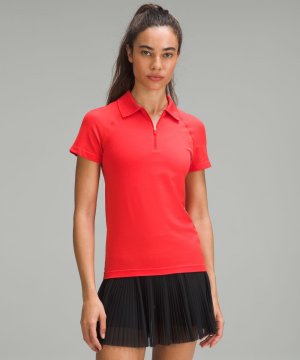 Рубашка-поло Swiftly Tech с короткими рукавами и молнией до половины , красный Lululemon