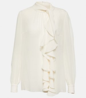 Шелковая блузка с оборками, бежевый Dolce&Gabbana