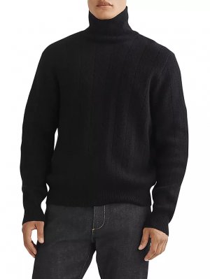 Кашемировый свитер с высоким воротником и узором «елочка» Durham Rag & Bone, черный bone