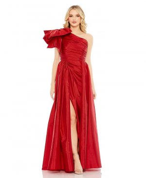 Женское платье Ieena с драпировкой и бантом поверх юбки на одно плечо , красный Mac Duggal