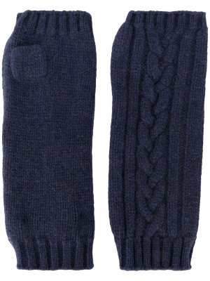 Перчатки-митенки фактурной вязки Pringle of Scotland. Цвет: синий