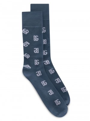 Жаккардовые носки с логотипом DOLCE&GABBANA, нави Dolce&Gabbana