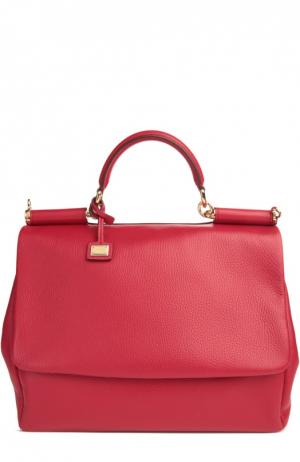 Большая сумка Sicily из мягкой кожи Dolce & Gabbana. Цвет: бордовый