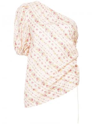 Блузка с цветочным принтом на одно плечо Petersyn. Цвет: нейтральные цвета
