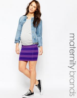 Мини-юбка в полоску для беременных Maternity Bianca Ripe. Цвет: лиловый