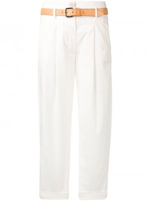 Укороченные брюки с поясом Tela. Цвет: белый