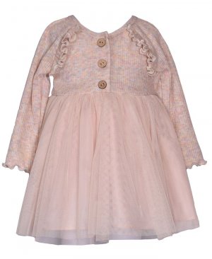 Платье из тюлевой юбки с длинными рукавами для маленьких девочек , коричневый/бежевый Bonnie Baby