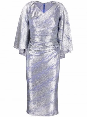 Платье миди с эффектом металлик Talbot Runhof. Цвет: фиолетовый