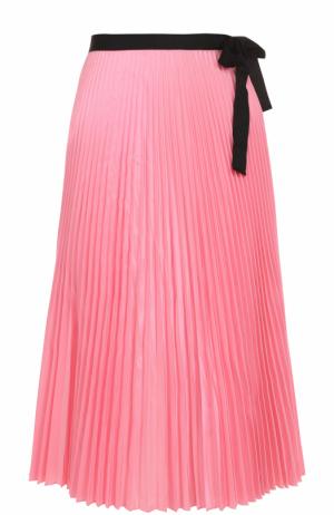 Плиссированная юбка-миди с контрастным поясом Tome. Цвет: розовый