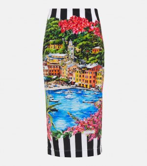 Юбка миди из джерси с принтом Portofino DOLCE&GABBANA, разноцветный Dolce&Gabbana
