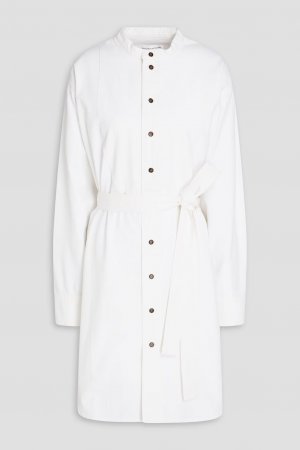Платье-рубашка из хлопковой парусины с поясом , белый Victoria Beckham