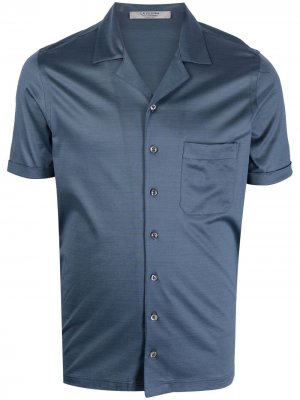 Рубашка с короткими рукавами и заостренным воротником D4.0. Цвет: синий