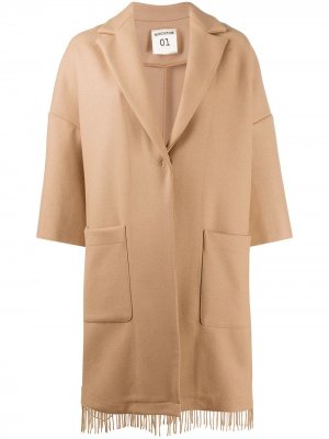 Однобортное пальто с бахромой Semicouture. Цвет: нейтральные цвета