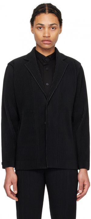 Черный пиджак со складками 1 строгого кроя Homme Plisse Issey Miyake, цвет Black Plissé Miyake