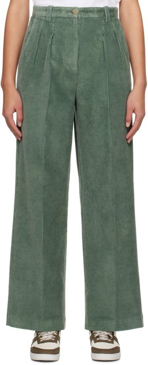 Зеленые брюки-тресси A.P.C.