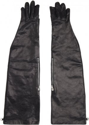 Черные длинные перчатки с карманами на молнии Rick Owens