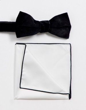 Бархатный галстук-бабочка и платок для пиджака -Мульти Selected Homme