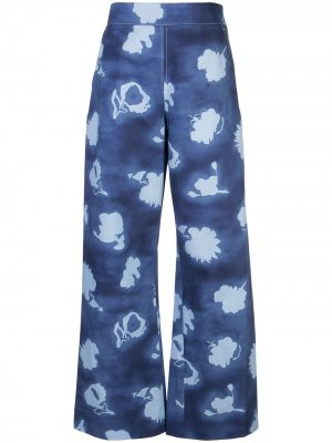 Расклешенные брюки с цветочным принтом Marni. Цвет: синий