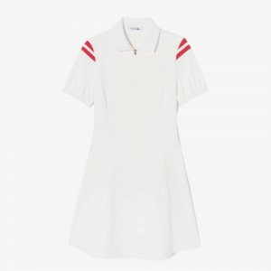 LACOSTE Женское теннисное трикотажное платье Color Point [Off White]