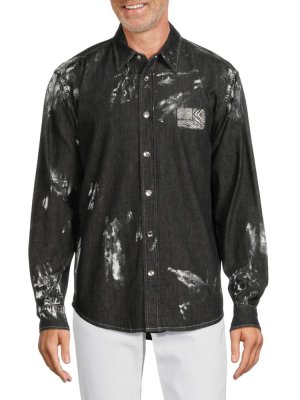 Рубашка с длинным рукавом выцветшим эффектом, черный Roberto Cavalli