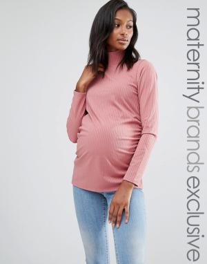 Трикотажный топ для беременных Bluebelle Maternity. Цвет: розовый