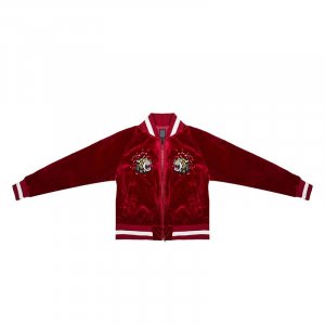 Onitsuka Tiger Classic Logo Fashion Fit Vintage Jacket Women Jackets Burgundy 2182A157-601