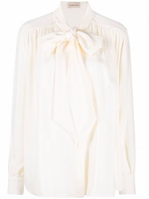 Блузка с бантом и эластичными манжетами Alexandre Vauthier. Цвет: бежевый