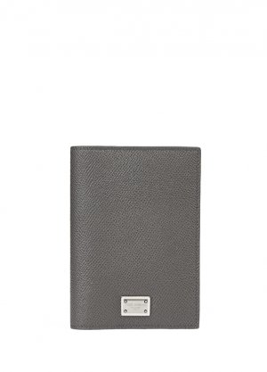 Мужской кожаный кошелек антрацитового цвета с логотипом Dolce&Gabbana